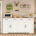 Sideboard Buffet Cabinet with Storage, 55.1" Large Kitchen Storage Sideboard with Drawers & Doors, Modern Wood Farmhouse Coffee Bar Cabinet, Buffet Table for Kitchen, Living Room, White, 55.1INCH